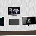 Multiple Wall Mounted Smart TVs and 3D Television Models on 3d model