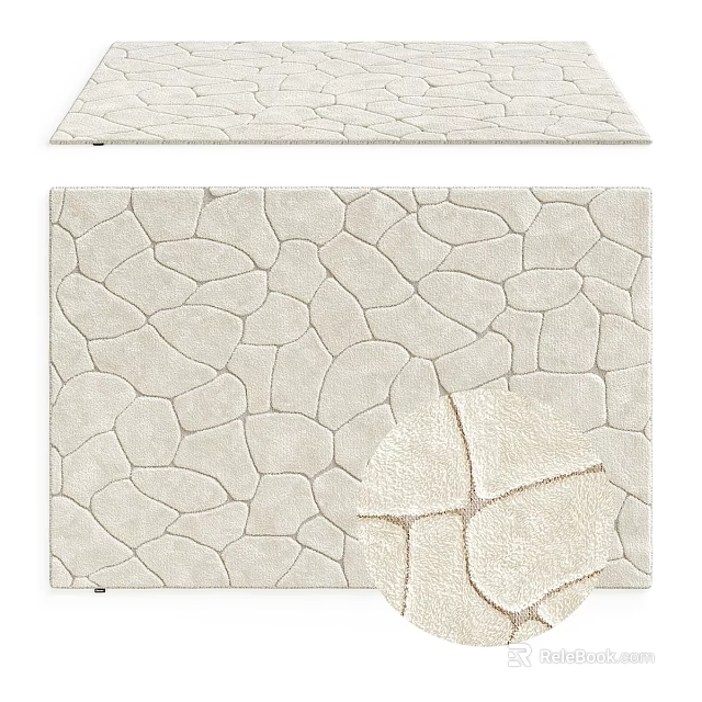 Soft Beige Square Rug With Natural Pebble Texture For Modern Living Room Decor 3d model 