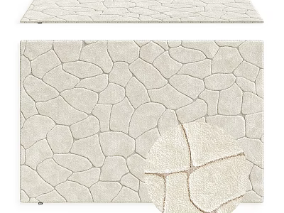Soft Beige Square Rug With Natural Pebble Texture For Modern Living Room Decor 3d model