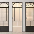 Modern Interior Doors With Black Frame And Decorative Glass Grid Design 3d model