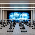Modern Fitness Studio With Multiple Spin Bikes And Spacious Workout Space 3d model