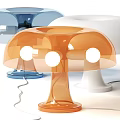Modern Orange Mushroom Shaped Table Lamp with Three Transparent Bulbs for Home Decor