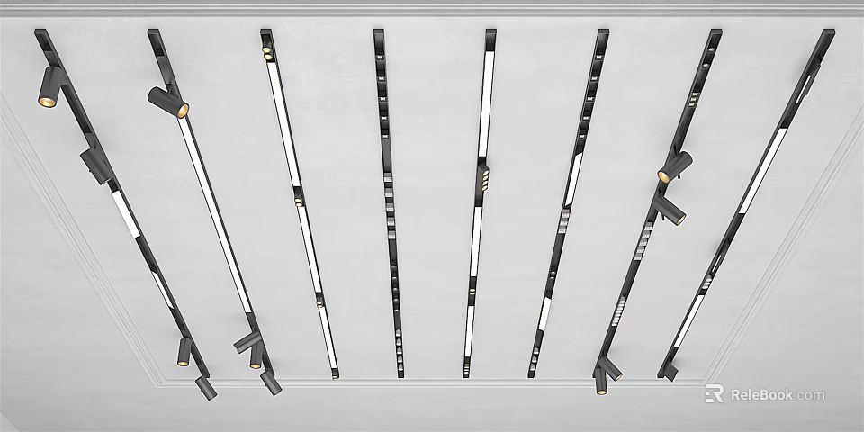 Black White Downlights And Spotlights With Sleek Design For Modern Home Lighting 3d model 