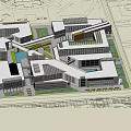 Contemporary Commercial Street Design With Modern Buildings Open Spaces And Green Areas