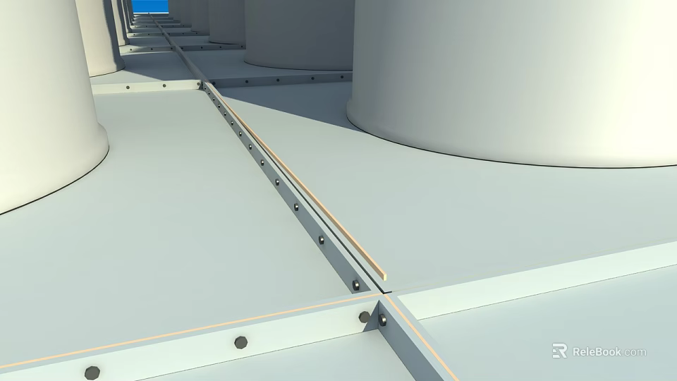 Construction Site With Concrete Columns And Metal Tracks On Floor Structure 3d model 