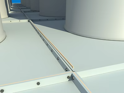 Construction Site With Concrete Columns And Metal Tracks On Floor Structure 3d model