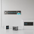 Modern Sleek Switch Panels With LED Indicators Multiple Buttons And Socket Outlets 3d model