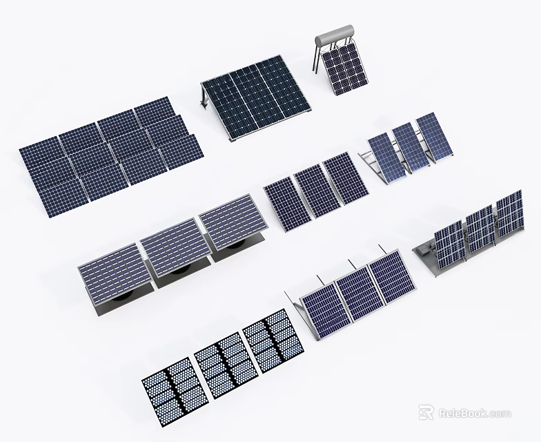 Public Facilities Solar Panels With Different Types And Installation Arrangements 3d model 