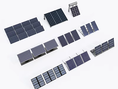 Public Facilities Solar Panels With Different Types And Installation Arrangements 3d model
