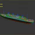 3D Rendering of Historic Ocean Passenger Liner With Four Funnels