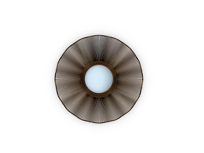 Modern Circular Wall Decor With Brown Striped Pattern And White Center 3d model