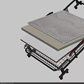 Comfortable Single Bed Mattresses Stacked On Metal Cart With Mesh Frame And Beige Layers