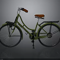 Green Bicycle With Red Seat And Handlebar Grips Black Fenders Classic Design