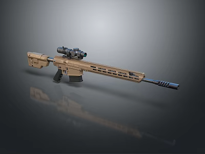 Modern Tan Colored Sniper Rifle with Scope Hollowed Out Design and Black Stock 3d model