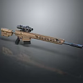 Modern Tan Colored Sniper Rifle with Scope Hollowed Out Design and Black Stock