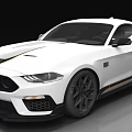White Sports Car Featuring Black Wheels Yellow Stripes And Aerodynamic Design