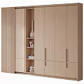 Modern Light Wooden Wardrobe Design With Open Shelves And Closed Cabinets Featuring Vase Towels
