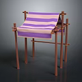 Wooden Frame Architectural Structure With Pink And Purple Striped Fabric Covering