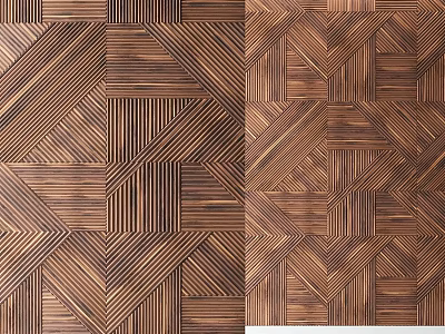 Elegant Wooden Wall Decor With Intricate Geometric Patterns And Striped Details 3d model