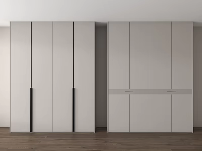Modern Minimalist Wardrobe Design With Sliding Doors And Light Gray Panels 3d model