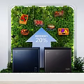 Modern Home Interior With Wine Beverage Cooler For Fresh Food Drinks And Decorative Plants