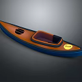 Orange And Blue Kayak Design With Comfortable Seat And Yellow Logo