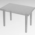 Minimalist Gray Dining Table With Striped Tabletop And Four Legs Structure 3d model