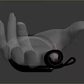 Transparent Glove Device With Black Sensor On Finger Black Red Wrist Strap And Connecting Cable