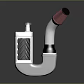 Modern Pipe Shaped Household Item With Silver Metal Body And Red Filter Head