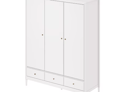 White Modern Dresser With Three Cabinet Doors And Three Drawers For Bedroom Storage 3d model