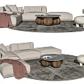 Modern Light Sofa And Coffee Table Set With Plush Cushions Accent Chair And Gray Rug