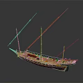 Traditional Wooden Sailing Boat With Multiple Masts Handcrafted Hull And Detailed Deck