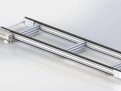 Industrial Equipment Linear Guide Rail System With Metal Frame And Motor Drive 3d model