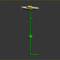 Cartoon Weather Vane with White Flower Smiley Face Center Green Stem Arrow Leaves and Base