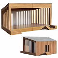 Modern Wooden Decorative Garden Structure With Slatted Design Platform Steps And Flat Roof