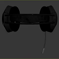 Stylish Headset With Silver Metal Frame Gray Ear Cushions And Microphone On Black Reflective Surface