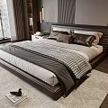 Double bedside table chandelier carpet pillow ornaments 3d model