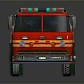 Red Classic Fire Truck With Rescue Ladder And Emergency Equipment
