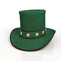 Stylish Green Tall Hat With Brown Brim And Golden Studs For Daily Use