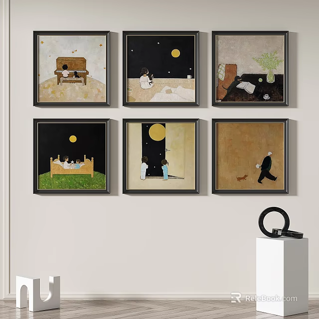 Abstract Paintings Framed Wall Art For Modern Home Interior Decor 3d model