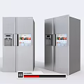 Modern Silver Double Door Refrigerators With Water Dispenser And Digital Screen 3d model