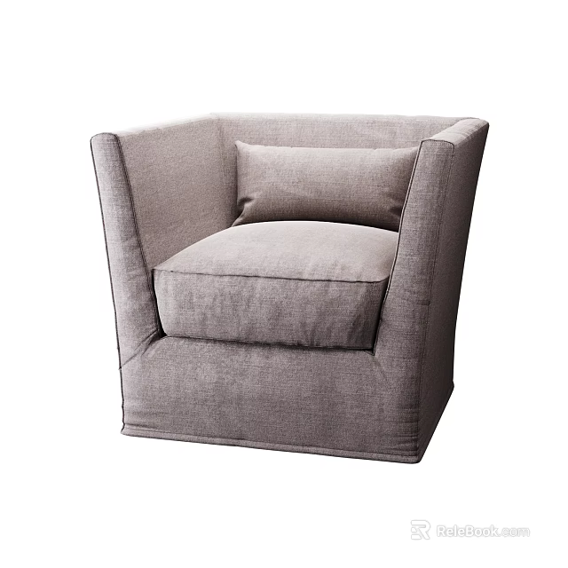 Modern Light Gray Single Sofa with Armrests Soft Fabric and Comfortable Cushion 3d model