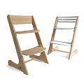 Wooden Children's Chair With Natural And White Color Simple Modern Step Design