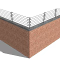 Building Exterior Wall Featuring Brick Construction Concrete Top And Cable Railing System 3d model