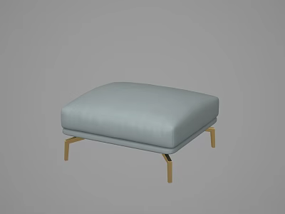 Modern Light Blue Ottoman With Gold Metal Legs For Living Room Decor 3d model