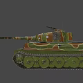 Military Camouflage Tank With Long Gun Barrel Tracks And Turret Machine Gun