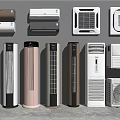 Wall Mounted Floor Standing Window Air Conditioners and Fans in White Gold Brown Modern Design