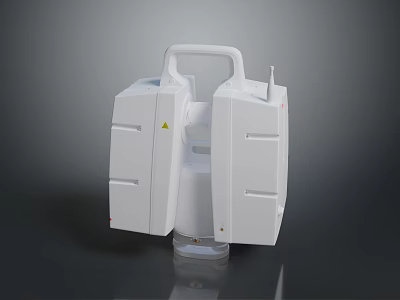 White Portable Computer With Handle Side Panels And Transparent Base Design 3d model