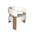 Modern Upholstered Accent Chair With Curved Armrest And Wooden Legs Design