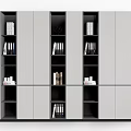 Modern Open Shelf Bookcase With Black Gray Design And Organized Books Decor Items